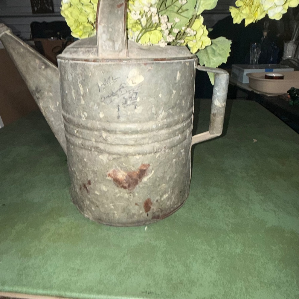 Vintage 1940s Dover Corp Galvanized Zinc Watering Can Industrial Mid Century